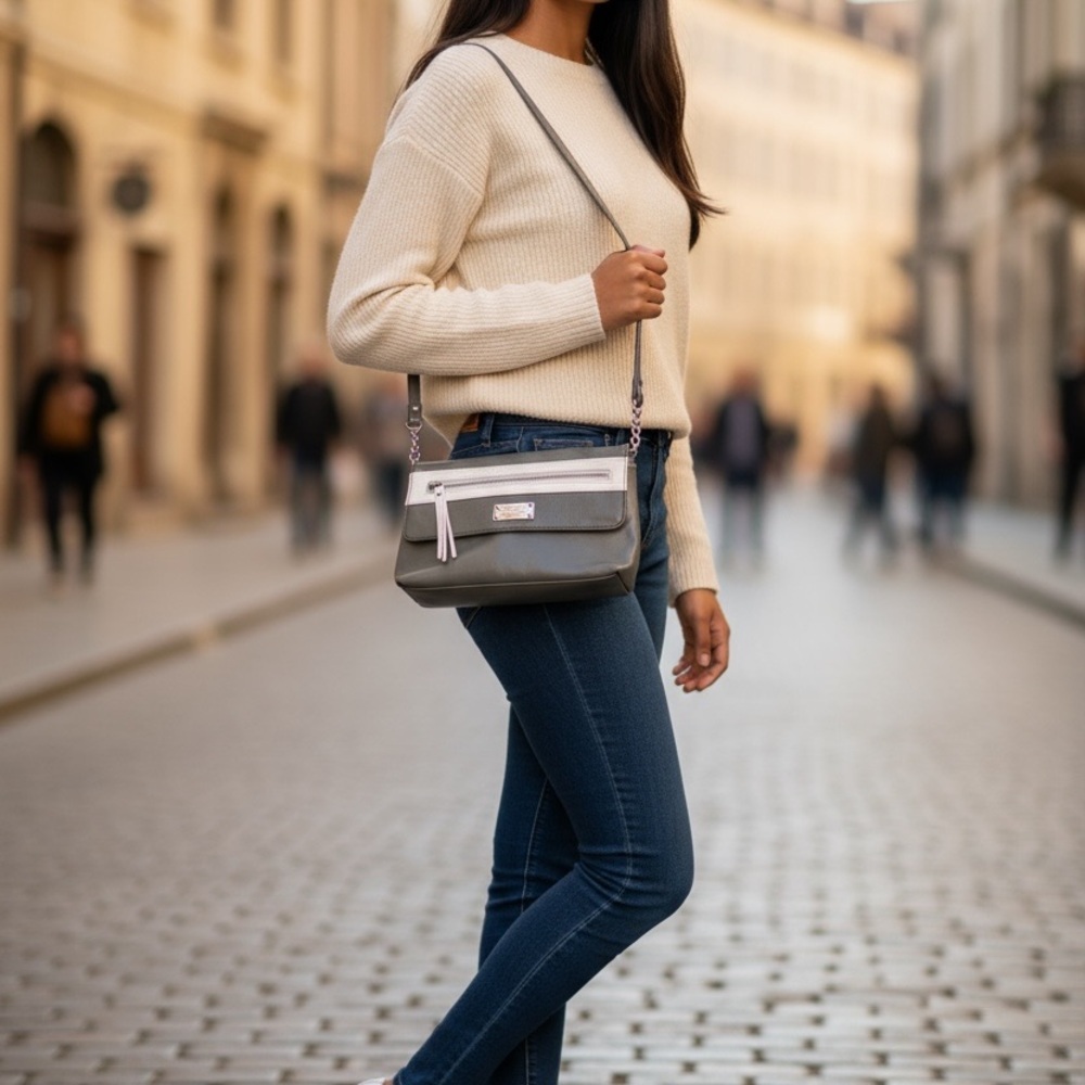 Nine West Gray‎ and White Crossbody Bag